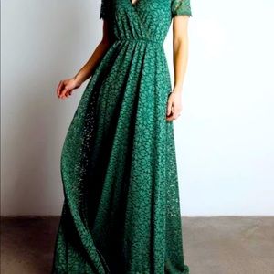 Venice Lace Maxi Dress - Green - Large